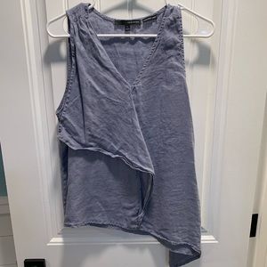 Harve Benard. Large. Washable Linen. Light blue. Asymmetrical sleeveless tank.